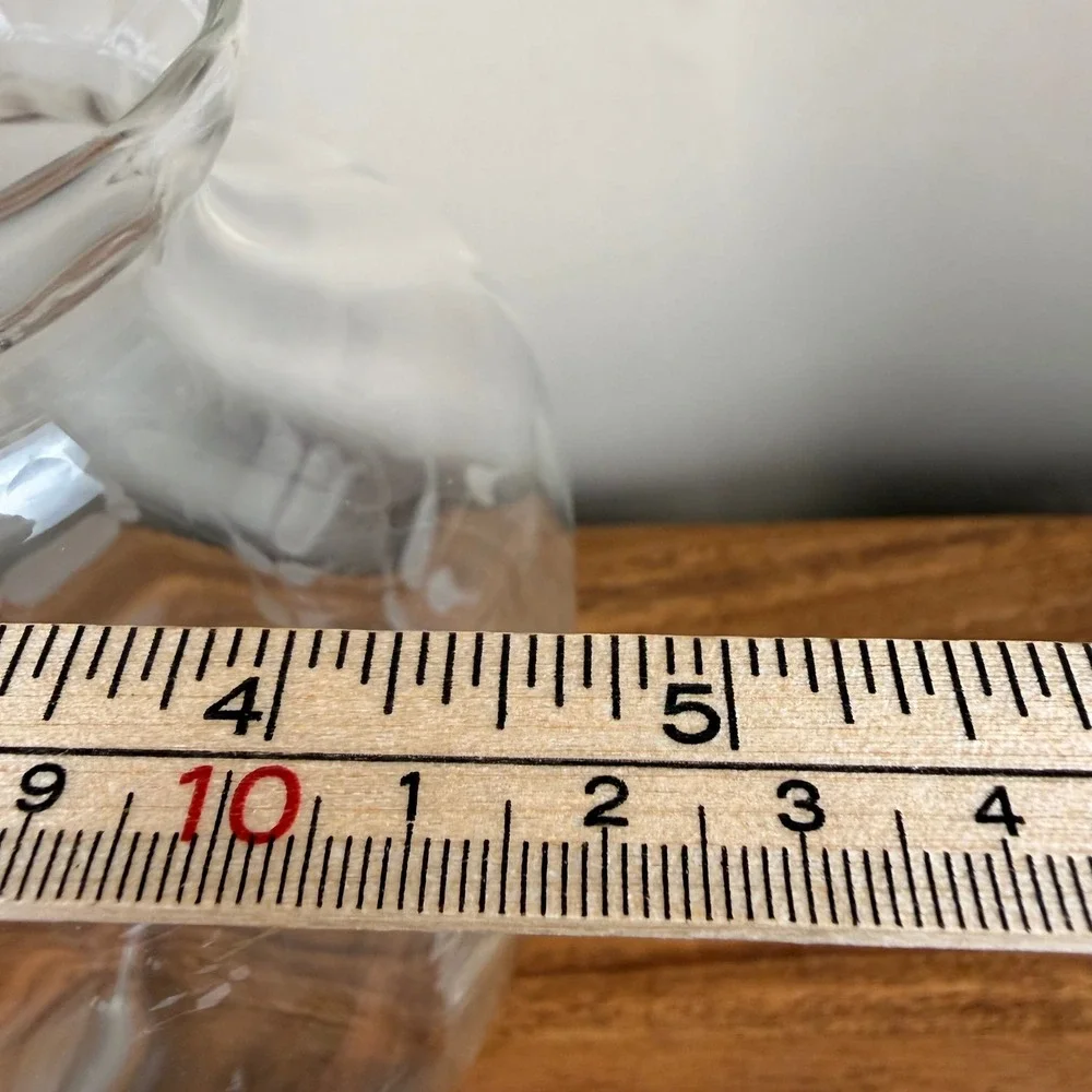 Vintage Hand Blown Optic Glass Vase Etched Floral Scalloped Rim Clear 8 inch